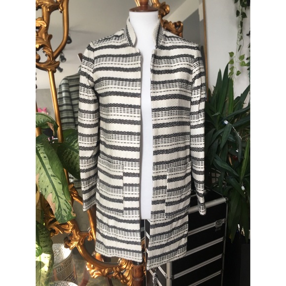 Striped Stitched light linen Trench Coat Jacket - Picture 1 of 6